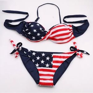 NWT American flag/Fourth of July Twist Bandeau Bikini